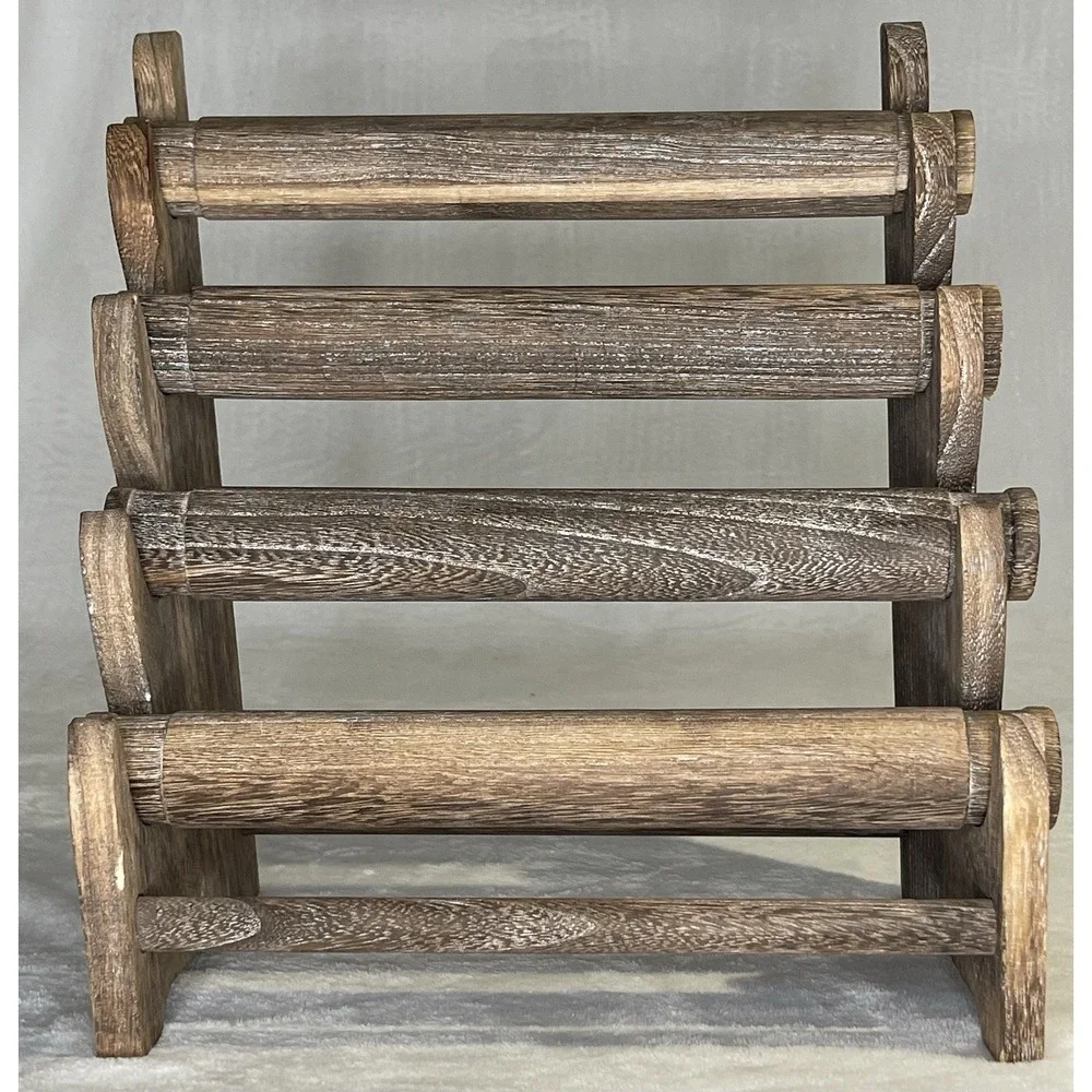 Antique Inspired 4 Tier Wooden Jewelry Display Stand Bracelets Watches Scrunchie